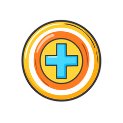 Obraz premium Blue Plus Sign within a Yellow Circle on White Background Graphic Design