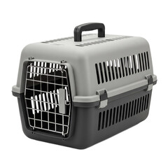 Grey and Black Plastic Pet Carrier with Metal Door