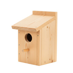 Simple Wooden Birdhouse with Angled Roof and Perch