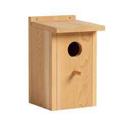 Simple Light Wooden Birdhouse with Round Entrance Hole