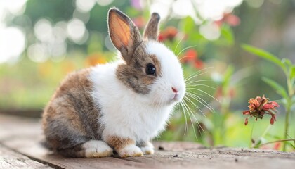 Obraz premium ふわふわ小さなうさぎのコピースペース４