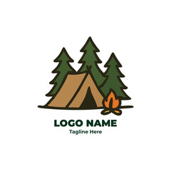 Explorer badge logo for camping hiking outdoor trail adventure forest journey nature trip emblem wilderness trekking gear design tent brand