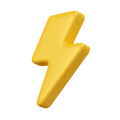 3D Yellow Lightning Bolt Icon
