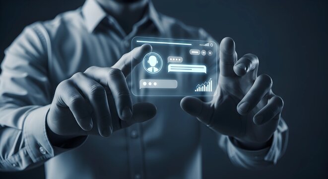 Digital Interface Held by Hands