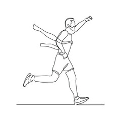 Continuous single line drawing of male runner athlete running sport sketch art editable stroke vector illustration