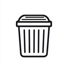 Simple Vector Icon of a Trash Bin with Vertical Stripes Design