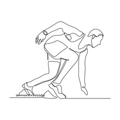 Continuous single line drawing of male runner athlete running sport sketch art editable stroke vector illustration