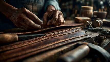 Tanner working in tanner shop