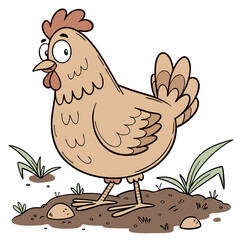 Fototapeta premium A Chicken's Daily Routine: Grazing on the Farm