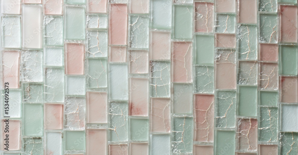 Aufkleber mosaic tiles present varied pastel shades. rectangular pieces create textured surface, ideal for wal