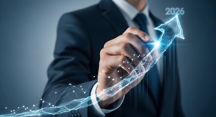Business Growth Concept, Arrow Going Up Towards 2026