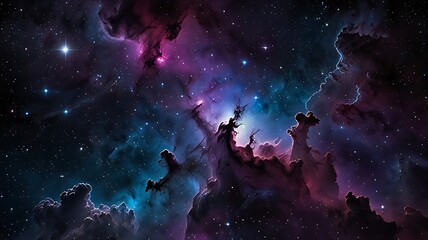 Fototapeta premium Highly Detailed Cosmic Nebula Shining with Vast Light