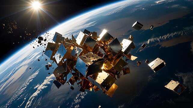 Floating Cluster of Space Debris Fragments in Orbit