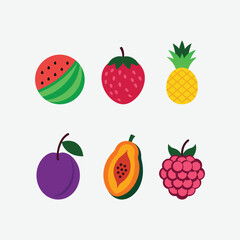Set of Summer Seasonal Fruits Vector  Design