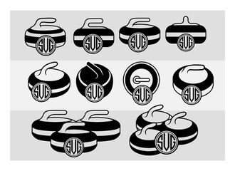 Curling Rocks Circle Monogram, Curling Rocks Silhouette, Sports Svg, Curling Svg, Winter Sports Svg, Curling Png, Curling Svg Images, Cut Files
