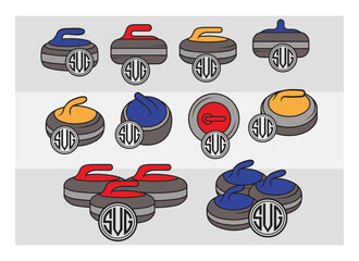Curling Rocks Circle Monogram, Curling Rocks Silhouette, Sports Svg, Curling Svg, Winter Sports Svg, Curling Png, Curling Svg Images, Cut Files