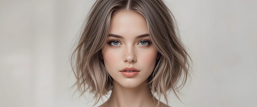 Attractive young woman with a stylish bob haircut in a beauty portrait