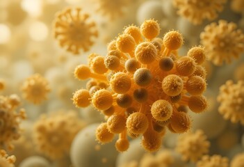 Staphylococcus aureus Bacteria Under Microscope – 3D Medical Illustration.Close-up of Staphylococcus aureus bacteria.