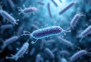 Clostridium difficile Bacteria 3D Medical Illustration.Close-up of Clostridium difficile bacteria.