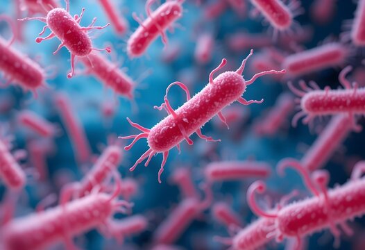 Clostridium difficile Bacteria 3D Medical Illustration.Close-up of Clostridium difficile bacteria.