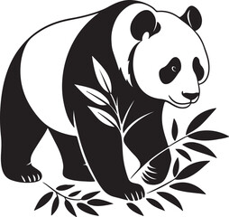 panda bear with bamboo