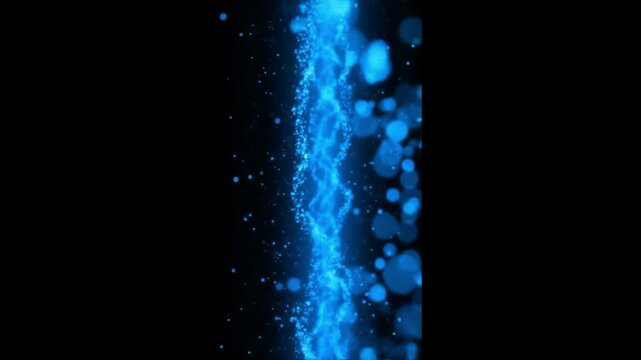 Endless Stream of Azure Light: Animated particles of luminous blue energy gracefully flow through the vast expanse of cosmic space, creating a mesmerizing visual loop.