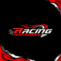 logo racing performance red motorcycle and car stickers gradient racing graphic design