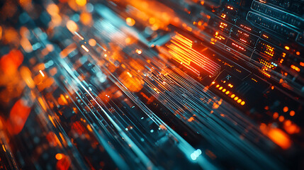 Abstract Digital Circuitry with Illuminated Connections