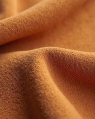 Soft Brown Fuzzy Fabric Texture Macro, Gentle Folds Detail