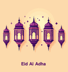 Obraz premium Celebratory Eid Al Adha Lanterns in Warm Glow