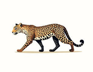 Fototapeta premium Graceful Leopard Stalking in Golden Savanna Dusk