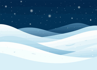 Fototapeta premium Snowy Night Landscape with Falling Snowflakes