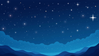 Fototapeta premium Serene Night Sky Over Mountain Peaks with Stars