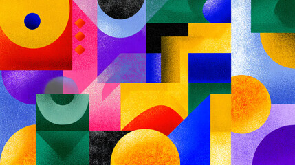 Primitive shapes_bold colors geometric illustration.
