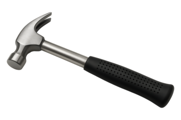 Claw hammer with rubber grip isolated on transparent background