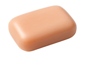 Peach colored soap bar isolated on transparent background