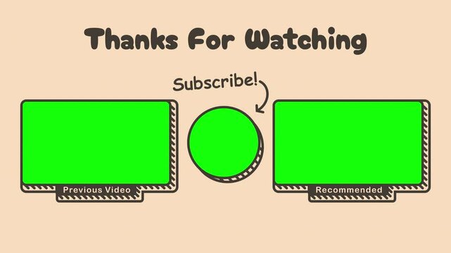 End screen YouTube doodle Art Style. 4k video