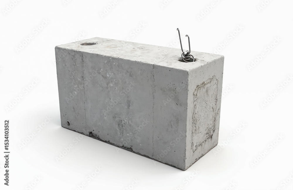 Poster reinforced concrete foundation block on white background. industrial construction material. structur