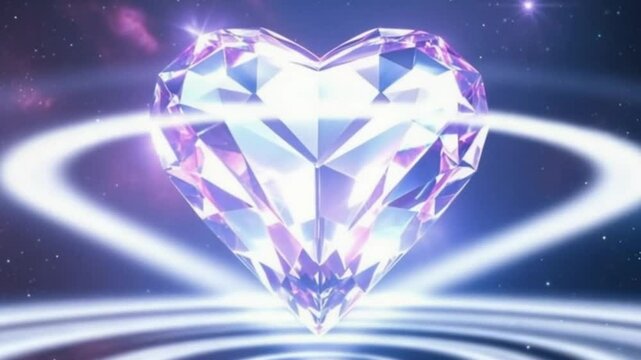 Radiant Crystal Heart Floating in Space &ndash; Pulsing Light Waves in Cosmic Nebula with Ethereal Zero-Gravity Cinematic Zoom 4K video download
