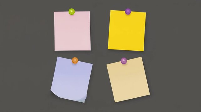 Set of Four Colorful Vector Blank Post-It Notes Isolated on White Background for Notes and Announcements