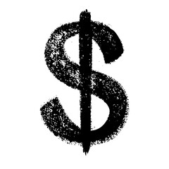 Vintage dollar sign vector drawing with stipple ink and grainy texture