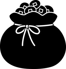 Chinese new year Lucky Money Bag Silhouette Vector.
Traditional Wealth Pouch Illustration for Lunar New Year.
Chinese Money Pocket Black Silhouette art.
Transparent background. SVG file.