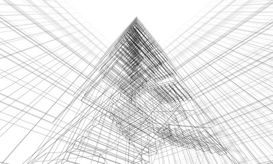 Perspective view of modern architecture 3d illustration