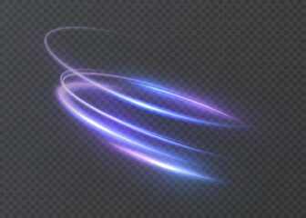 Translucent arcs of bright light with sci-fi neon illumination. Energetic rotation for dynamic visual scenes.