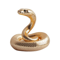 Fototapeta premium minimalist cartoon 3d gold snake, isolated on fully transparent png background