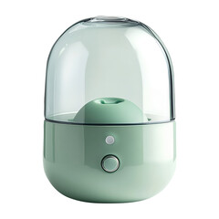Mint green electric diffuser with transparent chamber, isolated on fully transparent png background