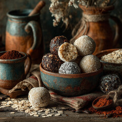 chocolate tahini protein balls
