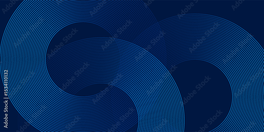 Poster modern blue background with curved and overlapping blue gradient lines, vector
