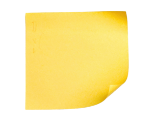 This high-angle shot showcases a clean, yellow sticky note with a curled corner on a monochromatic backdrop. The blank canvas invites personalization for to-do lists, brainstorming sessions,