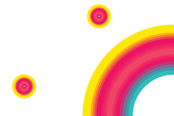 Obraz premium abstract ribbon curl in vibrant pink, yellow, and cyan gradient set against a clean white backdrop. Perfect for modern creative projects, digital branding, posters, and artistic layouts.